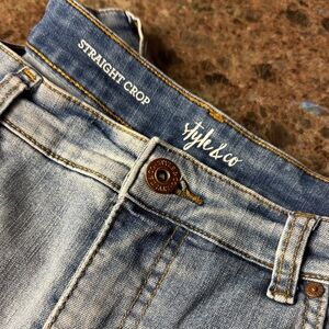 Style & Co Light Blue Denim Straight Crop Pants
